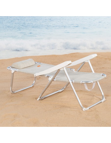 Cadeira de praia multiposições 48x60x90 cm bege