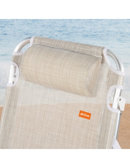 Cadeira de praia multiposições 48x60x90 cm bege
