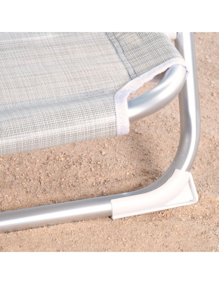Cadeira de praia baixa multiposição XL 51x45x76 cm bege