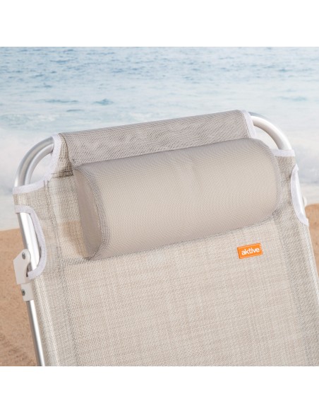 Cadeira de praia baixa multiposição XL 51x45x76 cm bege
