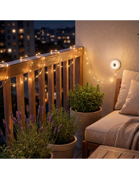 Lâmpada de LED para camping e guirlanda de 10 metros com 200 lúmens