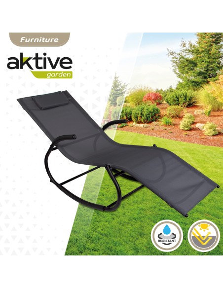 Espreguiçadeira com balanço para jardim antracite com almofada