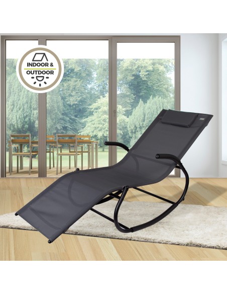Espreguiçadeira com balanço para jardim antracite com almofada