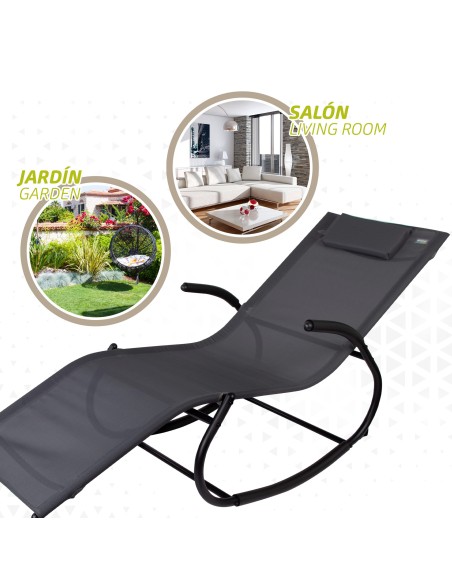 Espreguiçadeira com balanço para jardim antracite com almofada