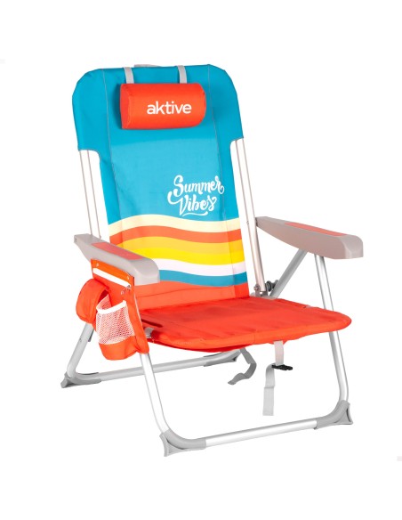Cadeira de praia multifuncional 50x60x85 cm multicolorida com bolsos