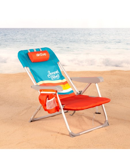 Cadeira de praia multifuncional 50x60x85 cm multicolorida com bolsos