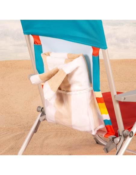 Cadeira de praia multifuncional 50x60x85 cm multicolorida com bolsos