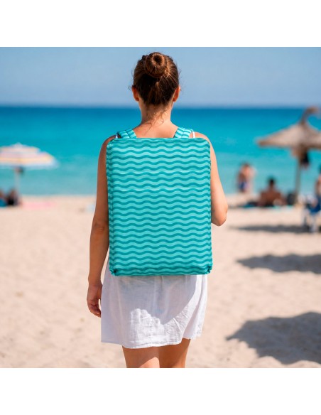 Cadeira de praia dobrável 40x48x56 cm ondas turquesa
