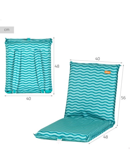 Cadeira de praia dobrável 40x48x56 cm ondas turquesa