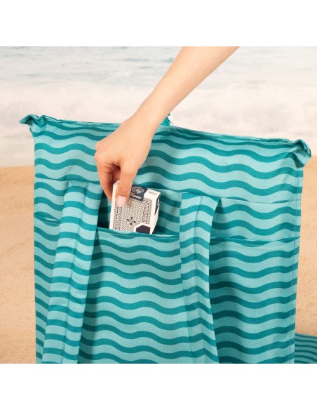 Cadeira de praia dobrável 40x48x56 cm ondas turquesa