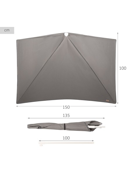 Parasol terraza rectangular 160x100 cm gris