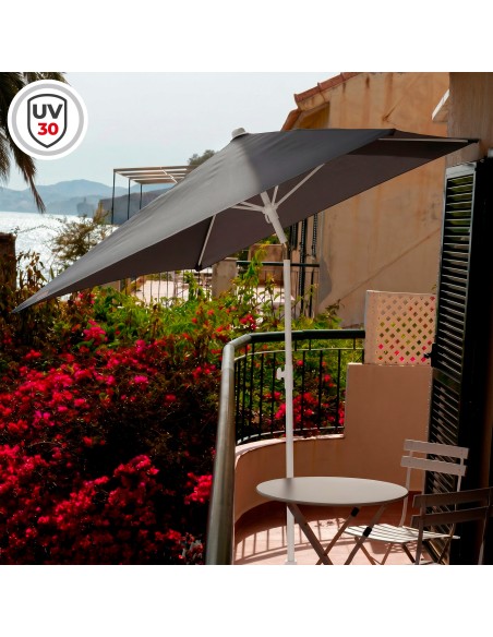 Guarda-sol retangular 180x120 cm para uso externo, cinza