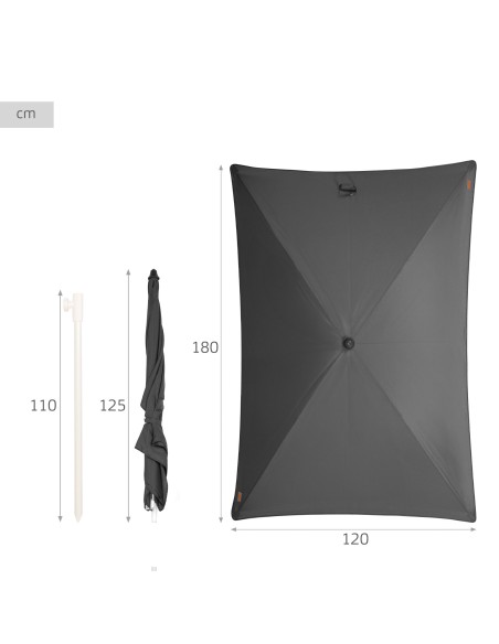 Guarda-sol retangular 180x120 cm para uso externo, cinza