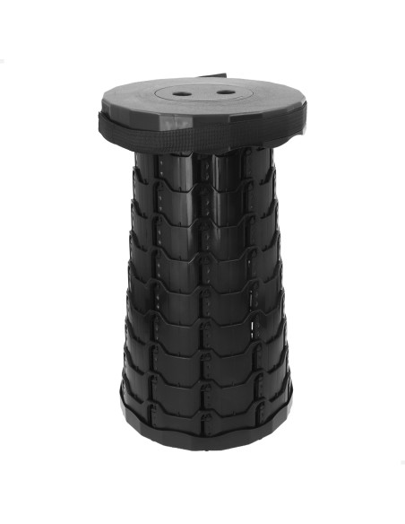 Taburete plegable negro 25x25x44 cm con asa y cinta