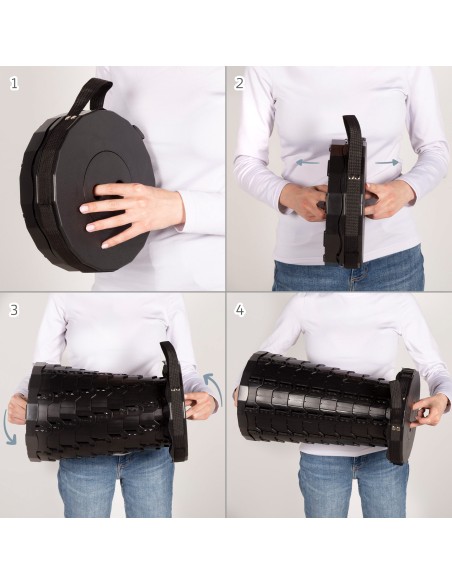 Taburete plegable negro 25x25x44 cm con asa y cinta
