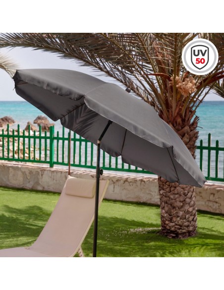 Guarda-sol de praia 200 cm cinza escuro