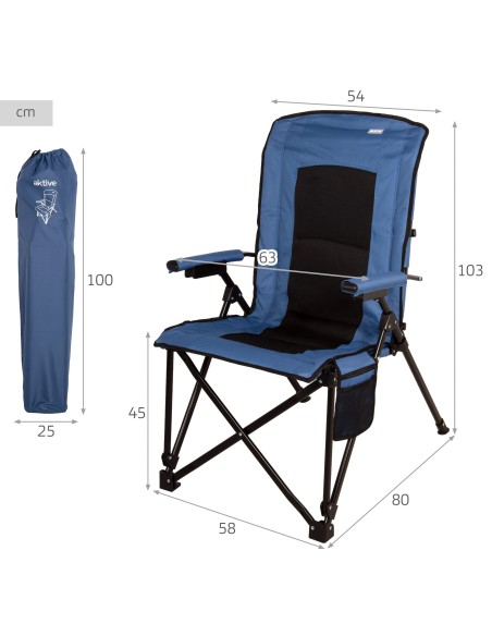 Silla camping multiposición 54x80x103 cm azul