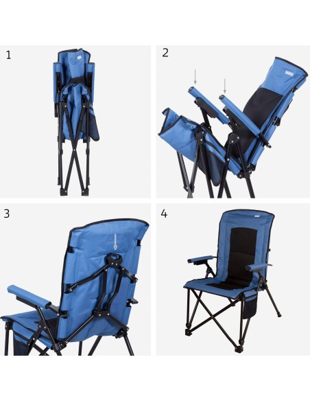 Silla camping multiposición 54x80x103 cm azul