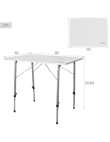 Mesa de camping dobrável ajustável em altura