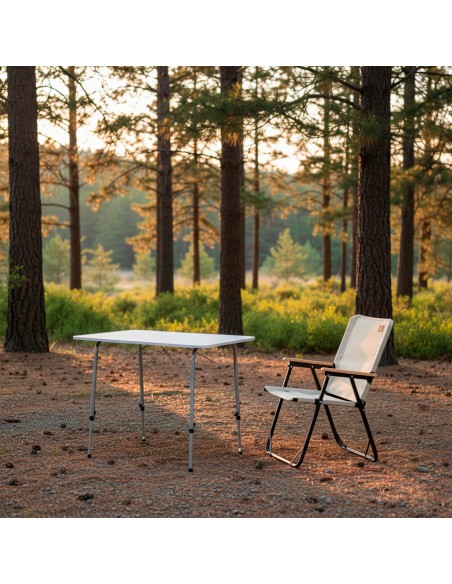 Mesa de camping dobrável ajustável em altura