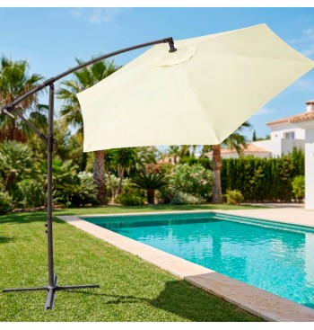 Guarda-sol excêntrico 300 cm rotação 360º creme 2