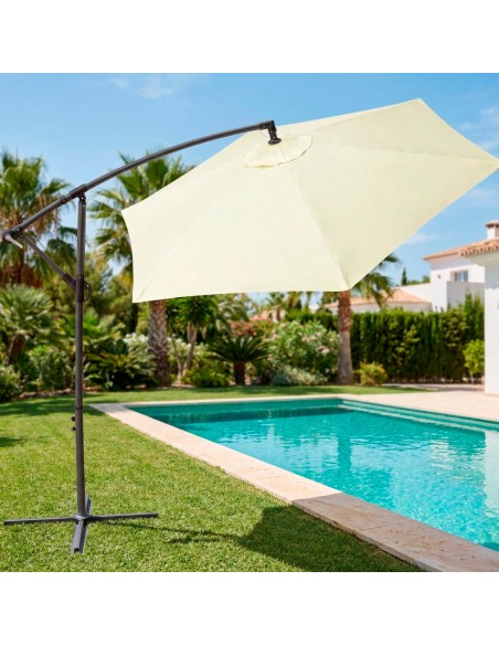 Guarda-sol excêntrico 300 cm rotação 360º creme