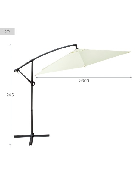 Guarda-sol excêntrico 300 cm rotação 360º creme