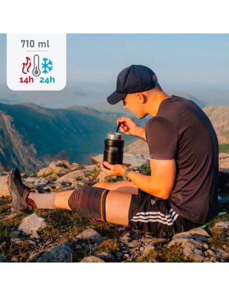 Garrafa térmica para alimentos Thermos 710 ml em aço inoxidável preto