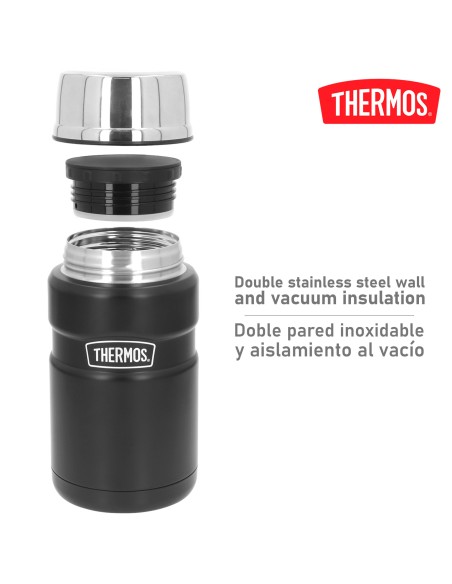 Garrafa térmica para alimentos Thermos 710 ml em aço inoxidável preto