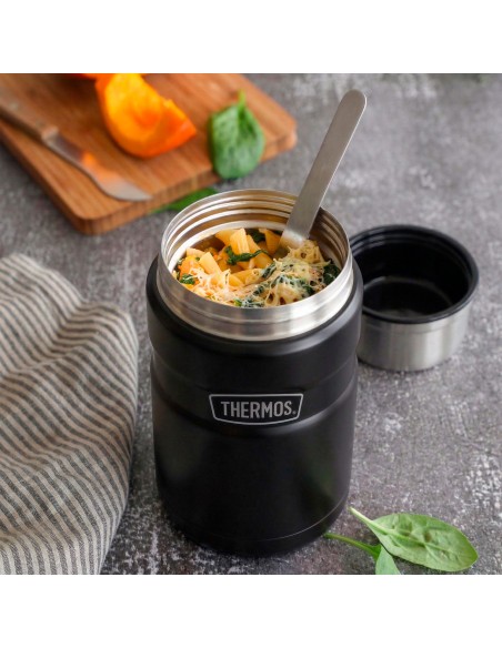Garrafa térmica para alimentos Thermos 710 ml em aço inoxidável preto