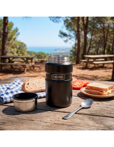 Garrafa térmica para alimentos Thermos 710 ml em aço inoxidável preto