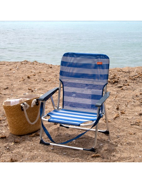 Cadeira de praia baixa fixa 44x40x72 cm riscas de marinheiro