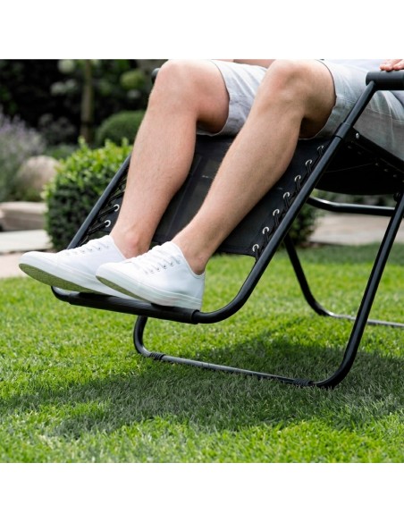 Cadeira dobrável de jardim de gravidade zero 52x68x104 cm preta 2 posições