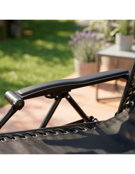 Cadeira dobrável de jardim de gravidade zero 52x68x104 cm preta 2 posições
