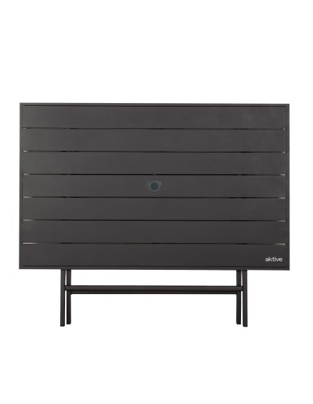 Mesa de jardim dobrável com furo para guarda-chuva 120x75x70 cm preta