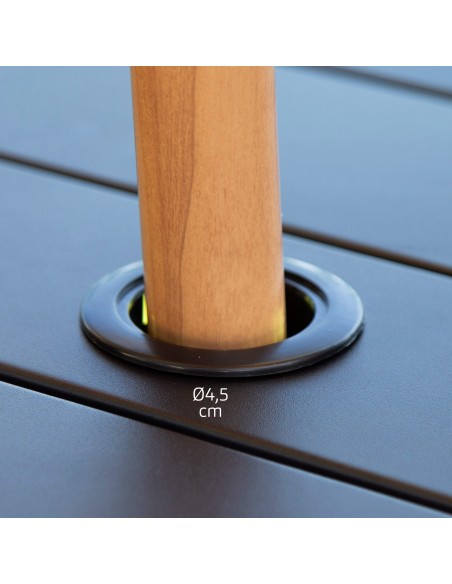 Mesa de jardim dobrável com furo para guarda-chuva 120x75x70 cm preta