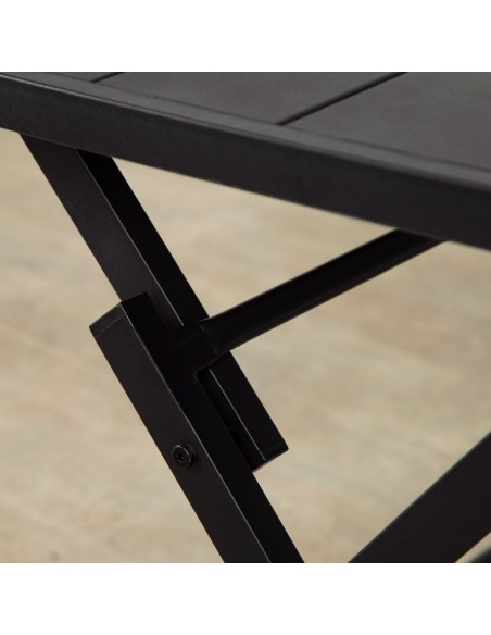 Mesa de jardim dobrável com furo para guarda-chuva 120x75x70 cm preta