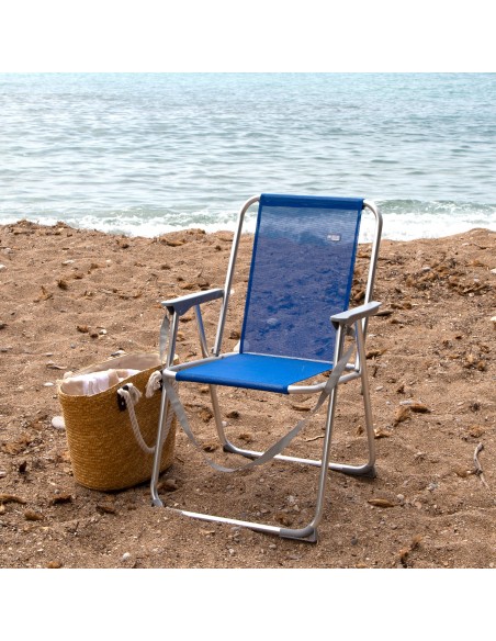 Cadeira de praia alta fixa 45x45x75 cm azul