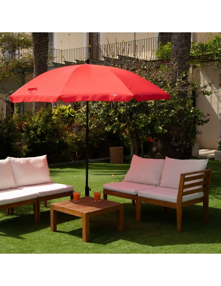 Guarda-sol de jardim basculante 240 cm UV30 vermelho