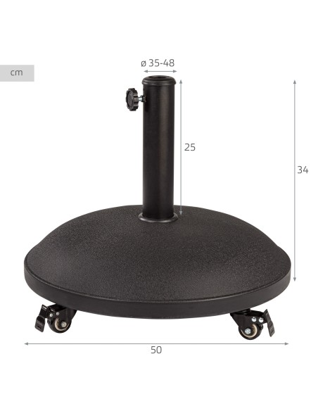 Suporte circular para guarda-sol em cimento Ø35/48 mm com rodas