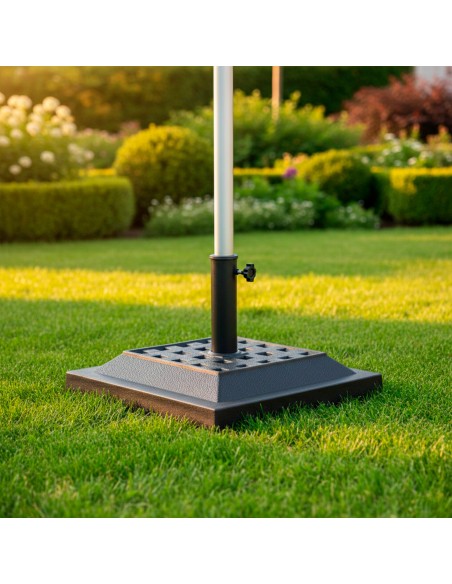 Suporte quadrado para guarda-sol de jardim em poliresina Ø38-48 mm