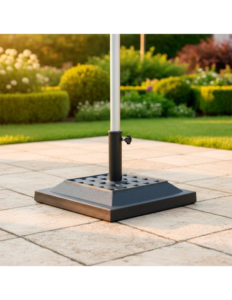 Suporte quadrado para guarda-sol de jardim em poliresina Ø38-48 mm