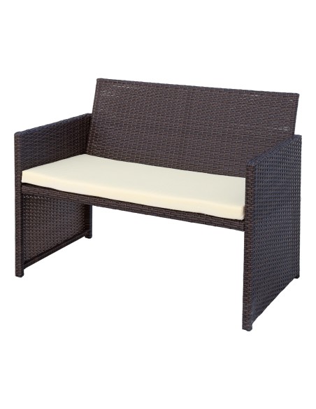 Conjunto de mesa baixa com prateleira, 2 cadeiras e 1 sofá de jardim de vime