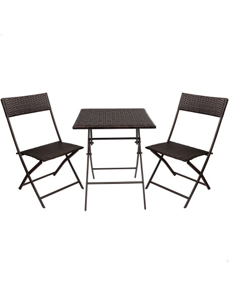 Conjunto de mesa e 2 cadeiras de jardim em rotim