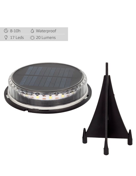 Conjunto de 2 balizas solares LED brancas com estaca de jardim