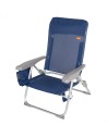 Cadeira de praia multiposições low slim 48x60x90 cm azul marinho com almofada e bolso