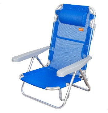 Cadeira de praia baixa multiposições 48x46x84 cm azul
