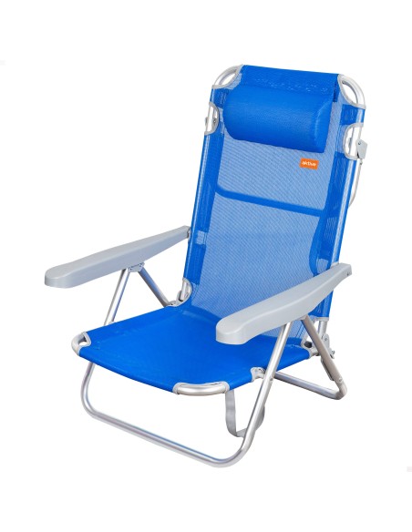 Cadeira de praia baixa multiposições 48x46x84 cm azul