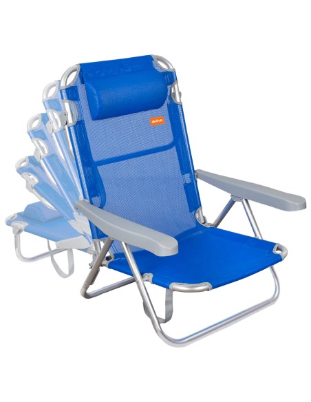 Cadeira de praia baixa multiposições 48x46x84 cm azul