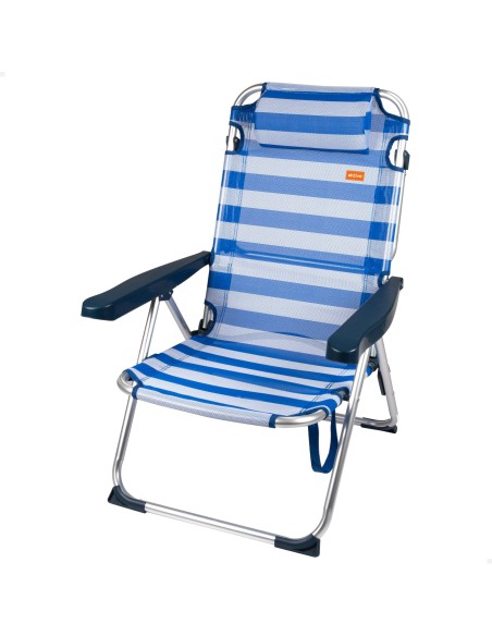 Cadeira de praia multiposições 48x60x90 cm riscas de marinheiro
